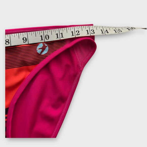 NEW Oiselle Womens Sandy Bikini Bottom Stripe Med Pink Orange Beach Swim Retro - Picture 4 of 5